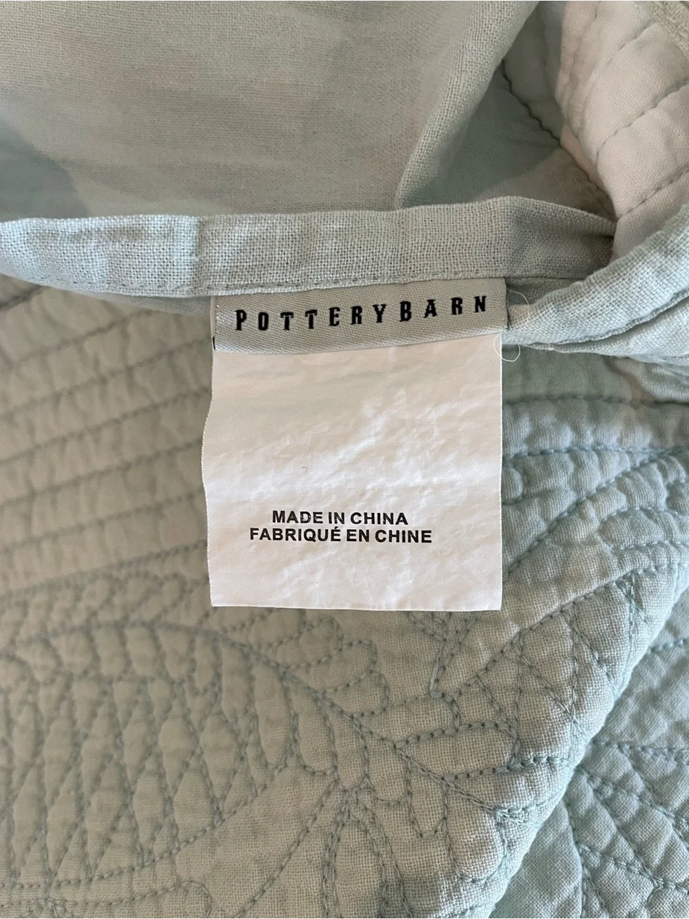 S/2 Pottery Barn Hanna Euro Shams Quilted Cotton Linen Surfspray Blue Green